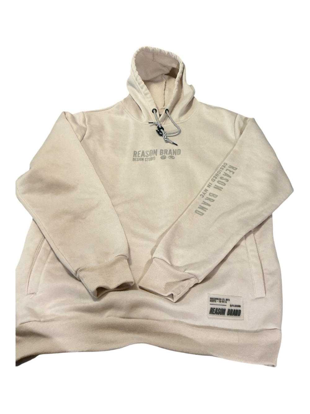Reason Cream Hoodie Sweatshirt with Subtle Logo